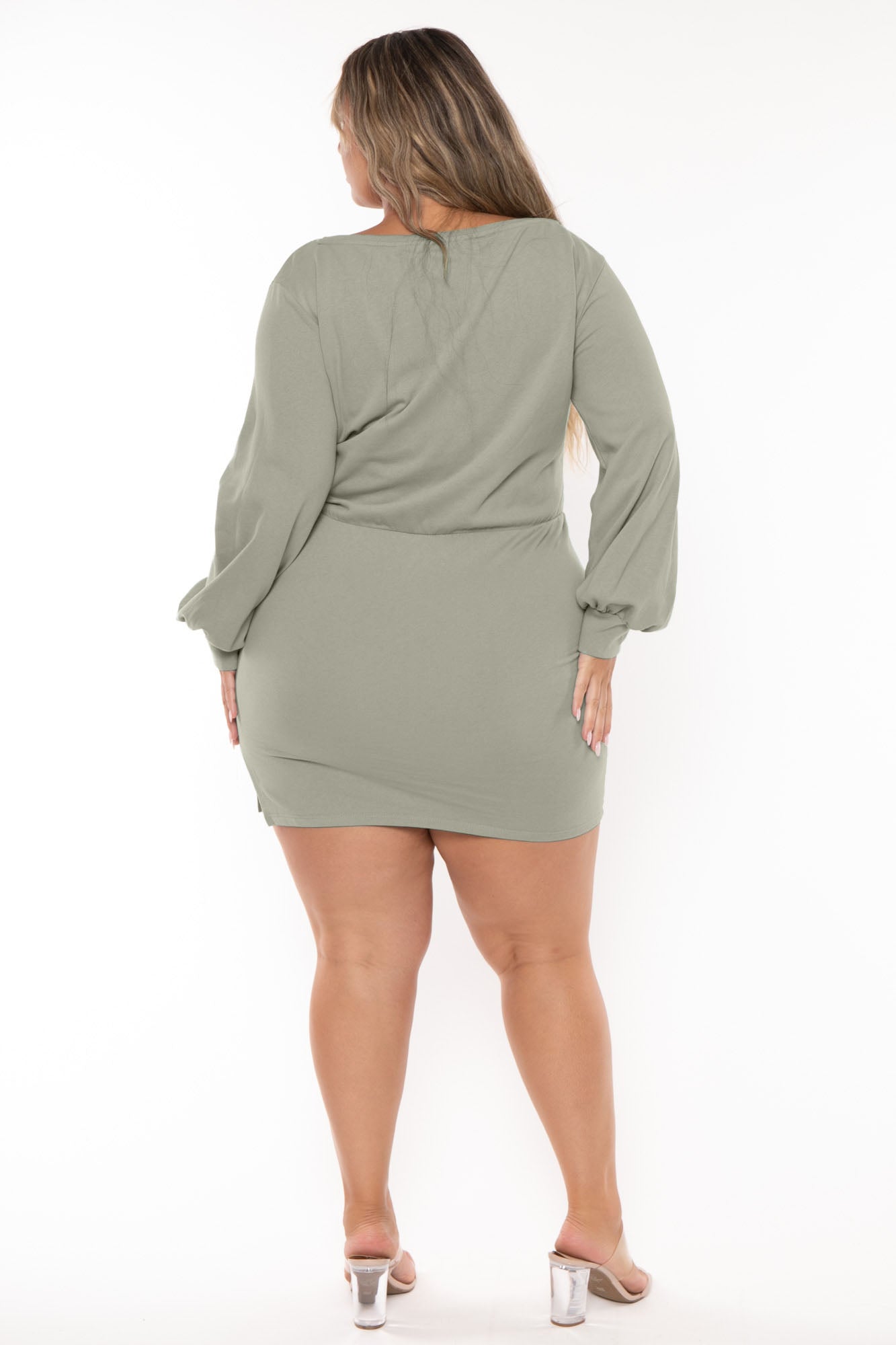 Plus Size Moni Fitted Mini  Dress - Sage
