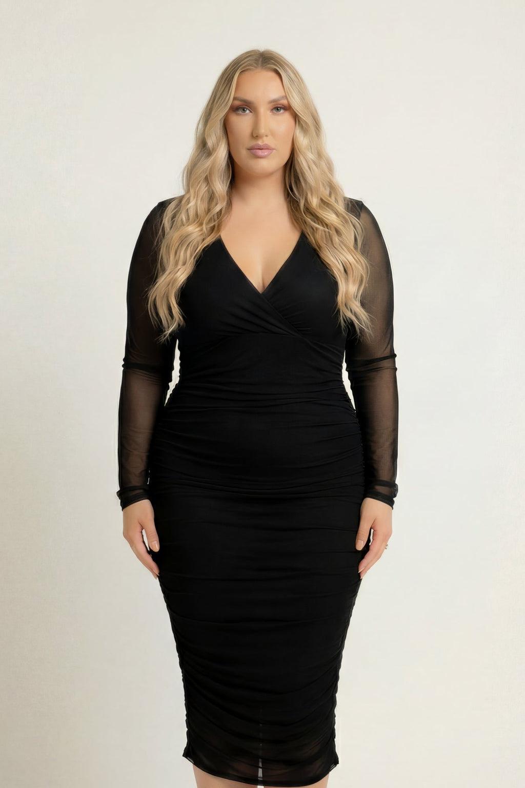 Plus Size Monroe Midnight Mesh Dress - Black