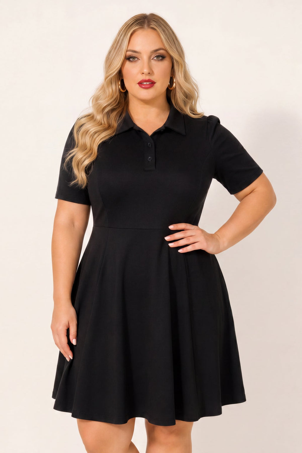Plus Size Monroe Polo Dress - Black