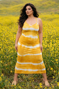 Plus Size Moonwave Bodycon Dress - Mustard