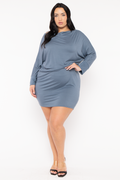 Plus Size Noir Cowl Neck  Dress - Blue