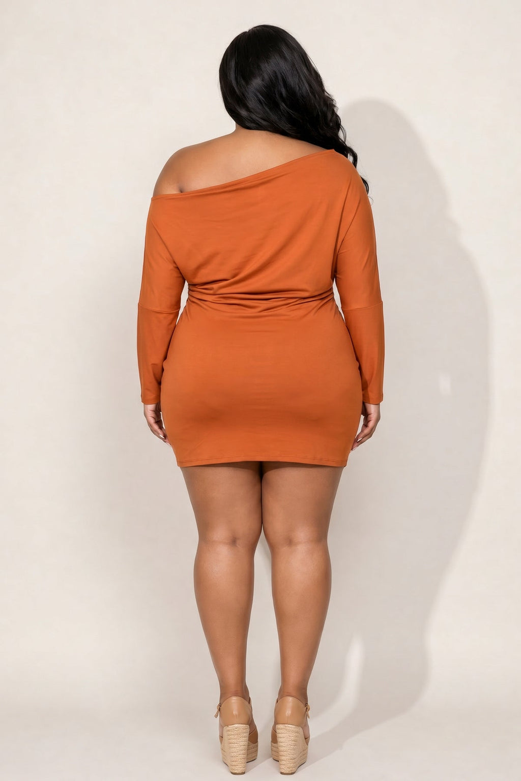 Plus Size Noir Cowl Neck  Dress - Rust