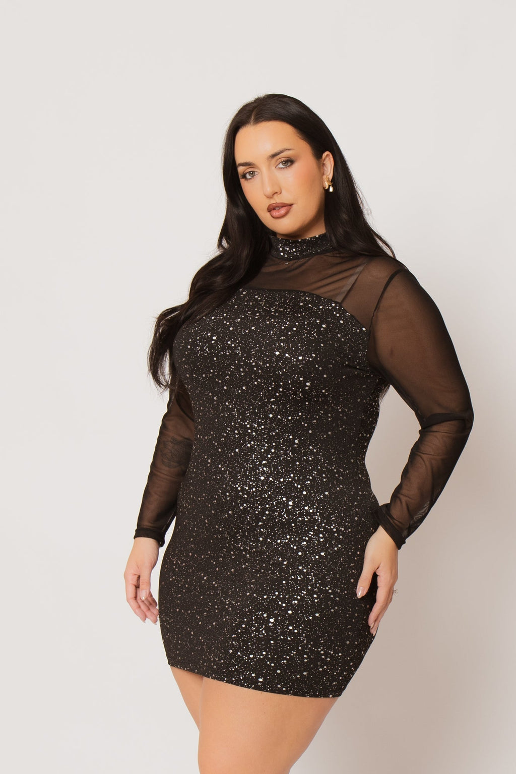 Plus Size Noir Starlight Bodycon Dress - Black