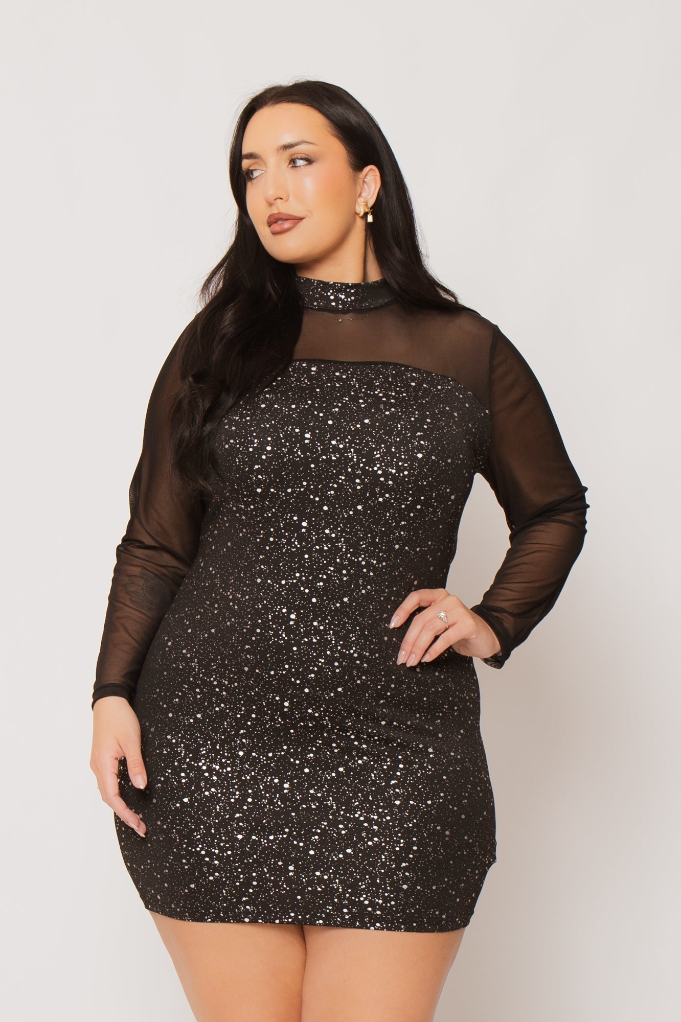 Plus Size Noir Starlight Bodycon Dress - Black
