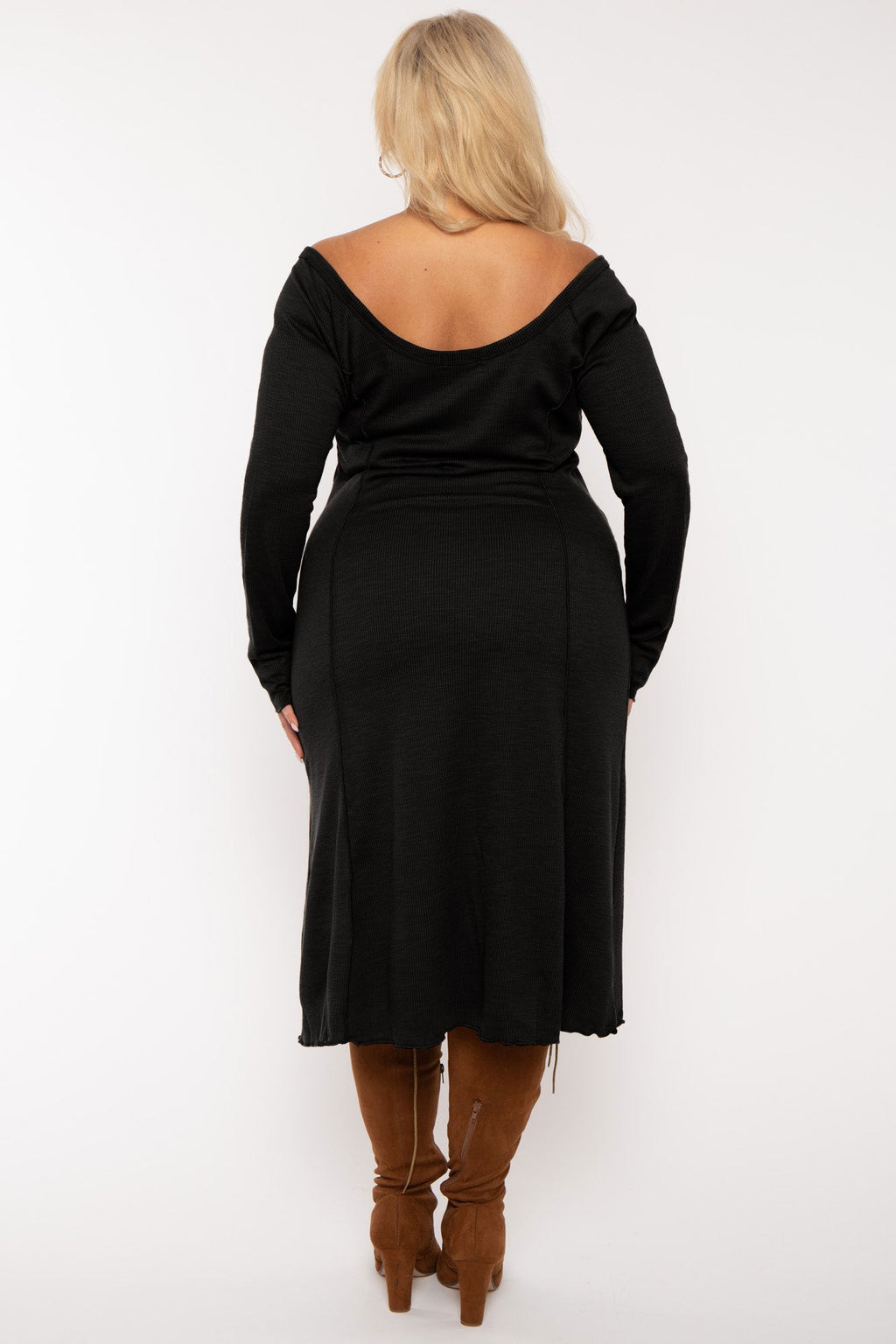 Plus Size Notch Neck  Maxi Dress -Black