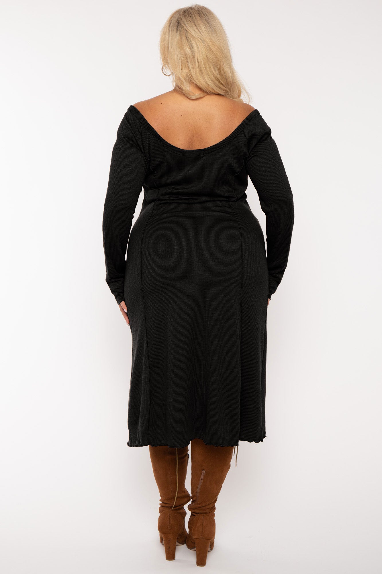 Plus Size Notch Neck  Maxi Dress -Black