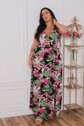 Plus Size Paradise Escape Wrap Dress - Black