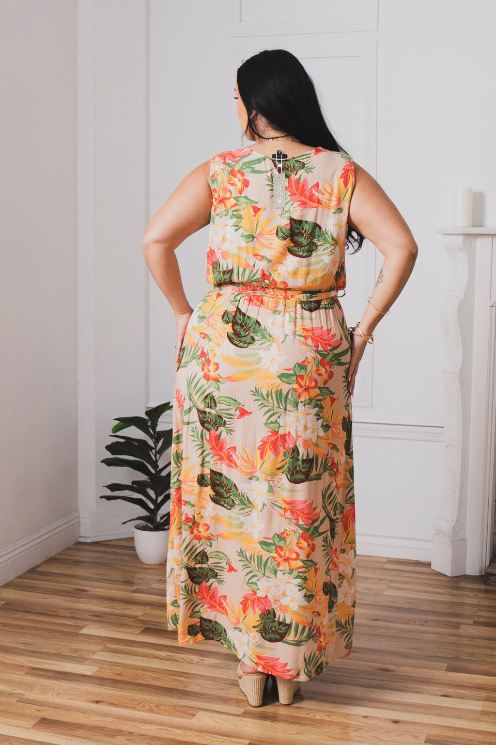 Plus Size Paradise Escape Wrap Dress - Taupe