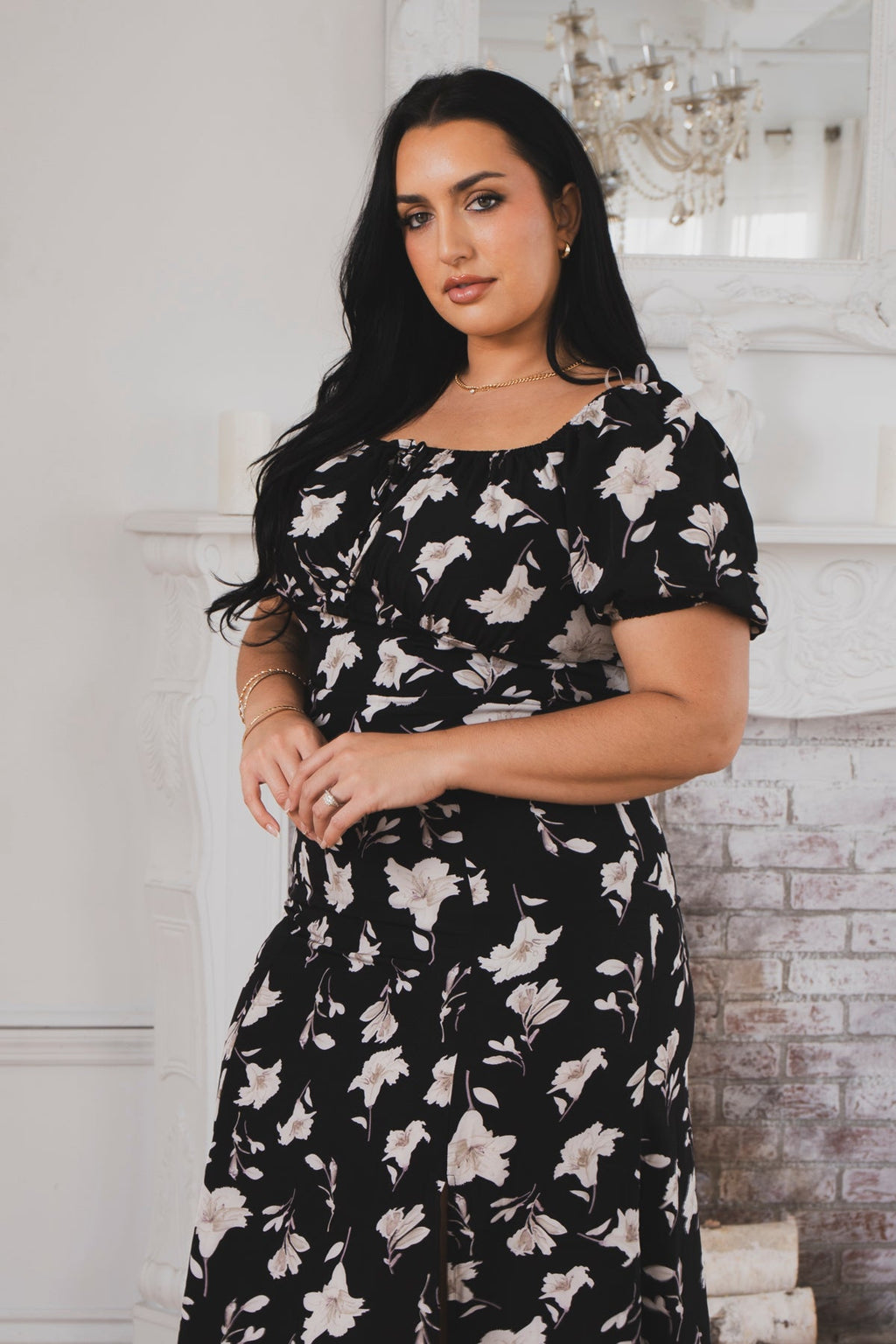 Plus Size Poised Bloom Dress - Black