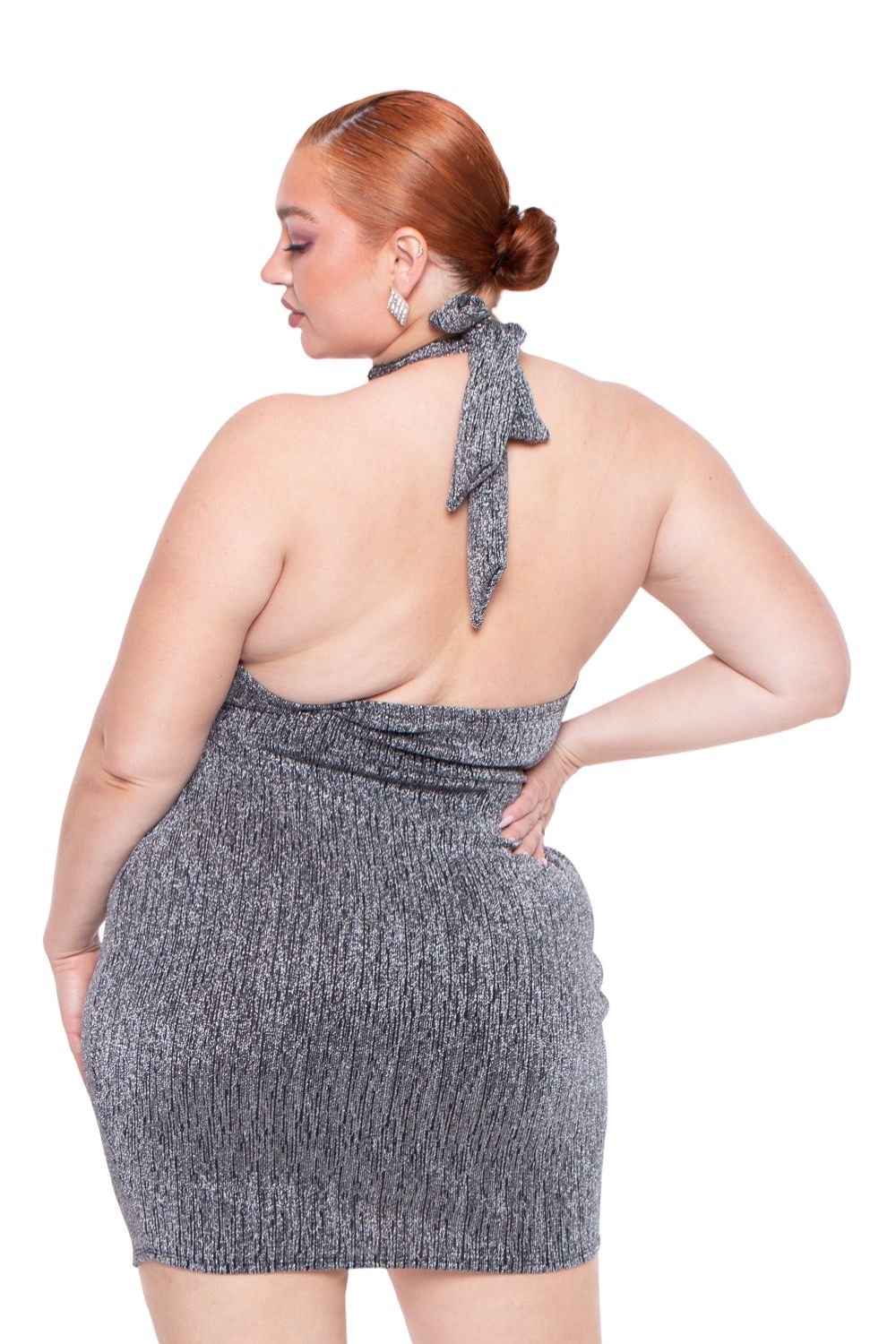 Plus Size Remi Shimmer Dress- Silver