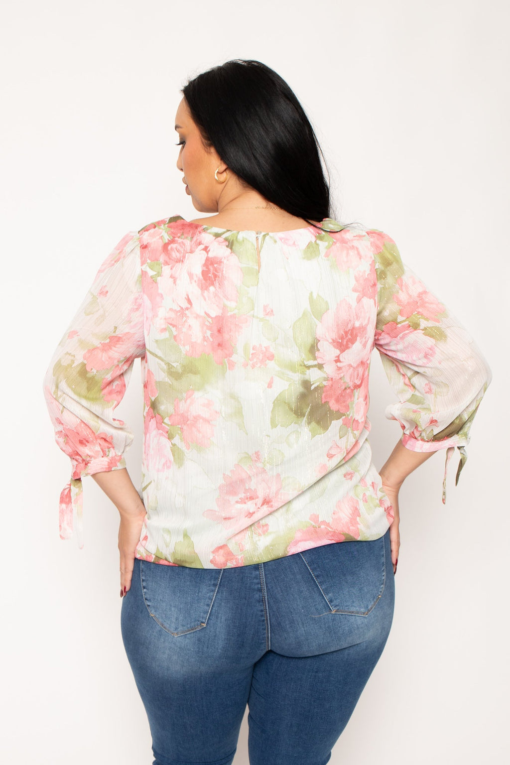 Plus Size Romance Floral Blouse - Sage