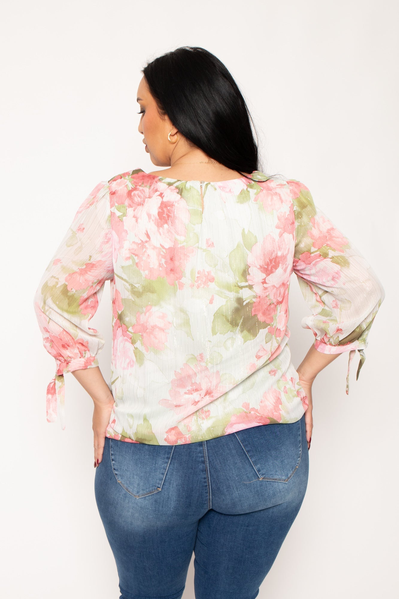 Plus Size Romance Floral Blouse - Sage