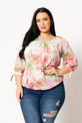 Plus Size Romance Floral Blouse - Sage