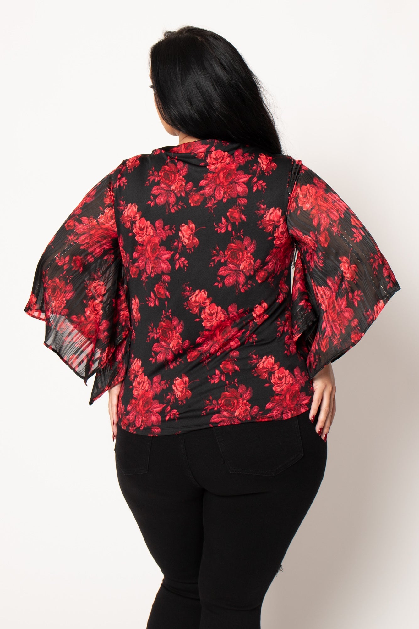 Plus Size Rosalie Flutter Blouse - Black