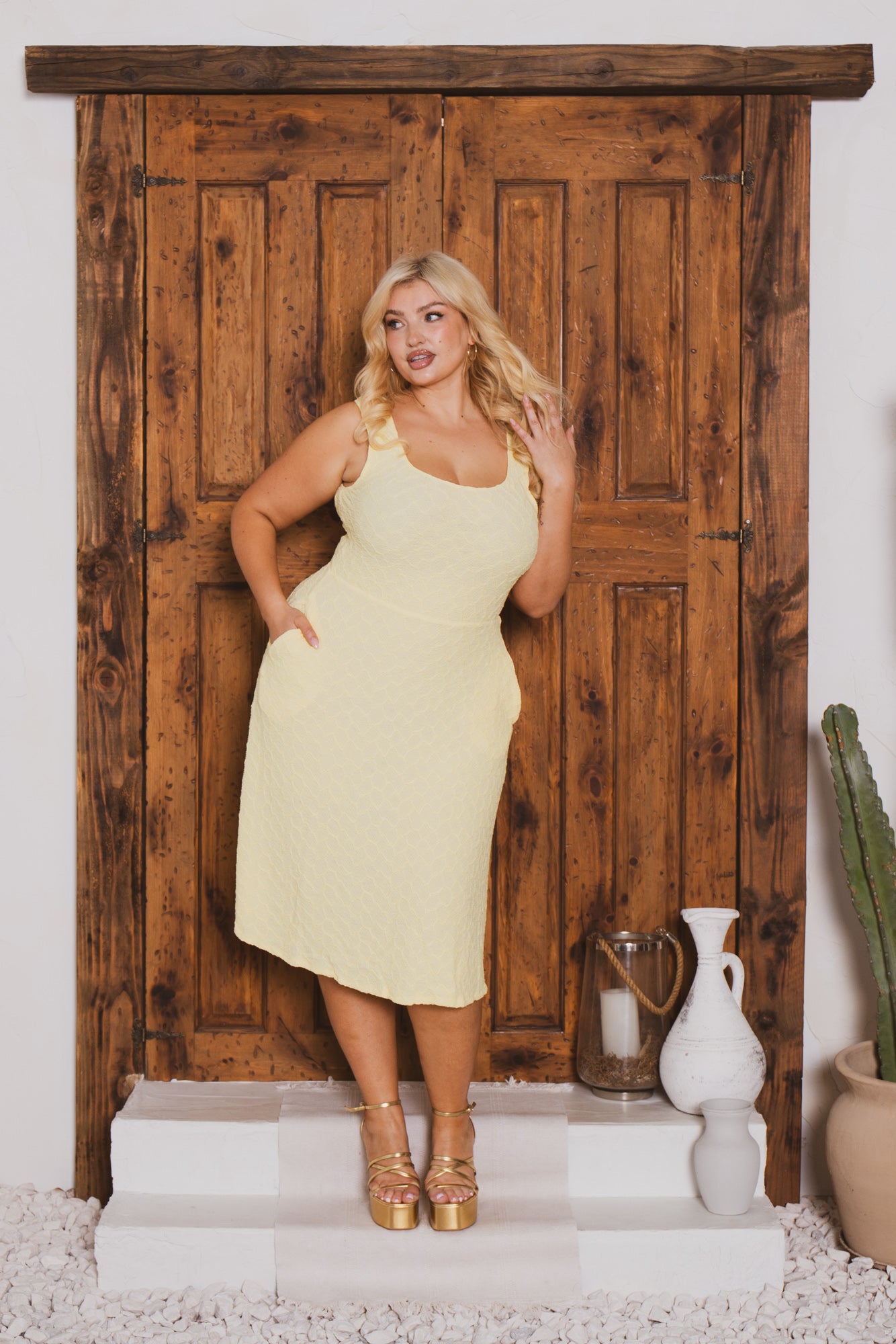 Plus Size Sadie Tank Dress - Yellow
