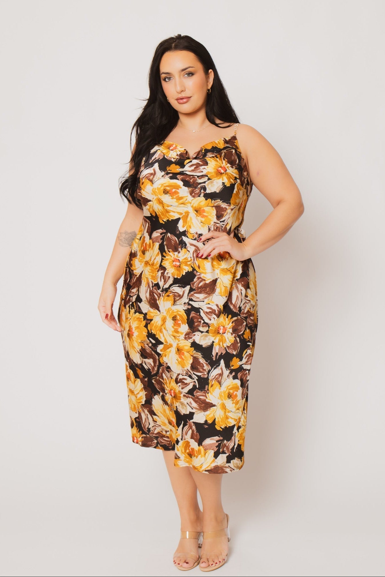 Plus Size Saffron Petal Dress - Gold