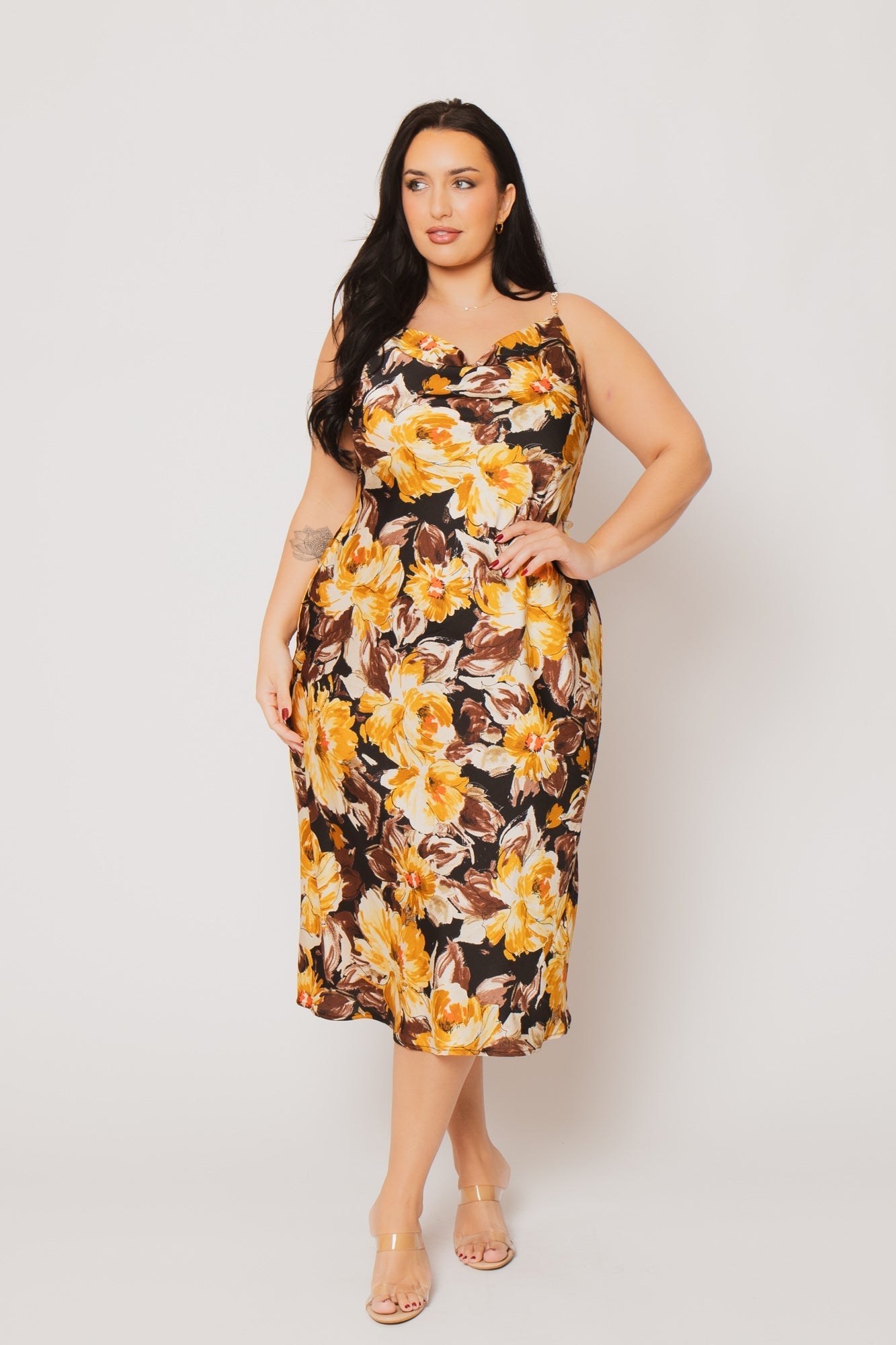 Plus Size Saffron Petal Dress - Gold