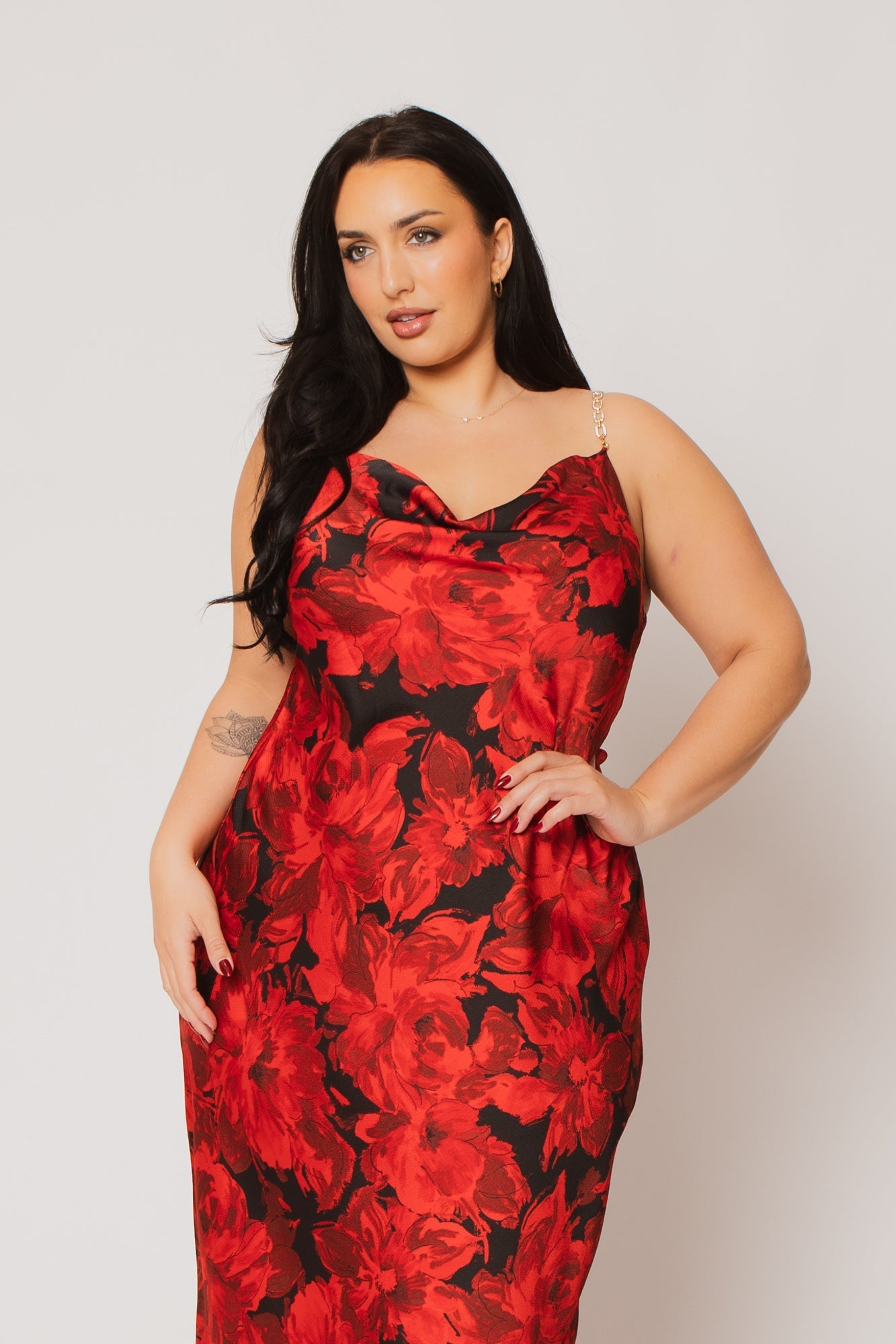 Plus Size Saffron Petal Dress - Red