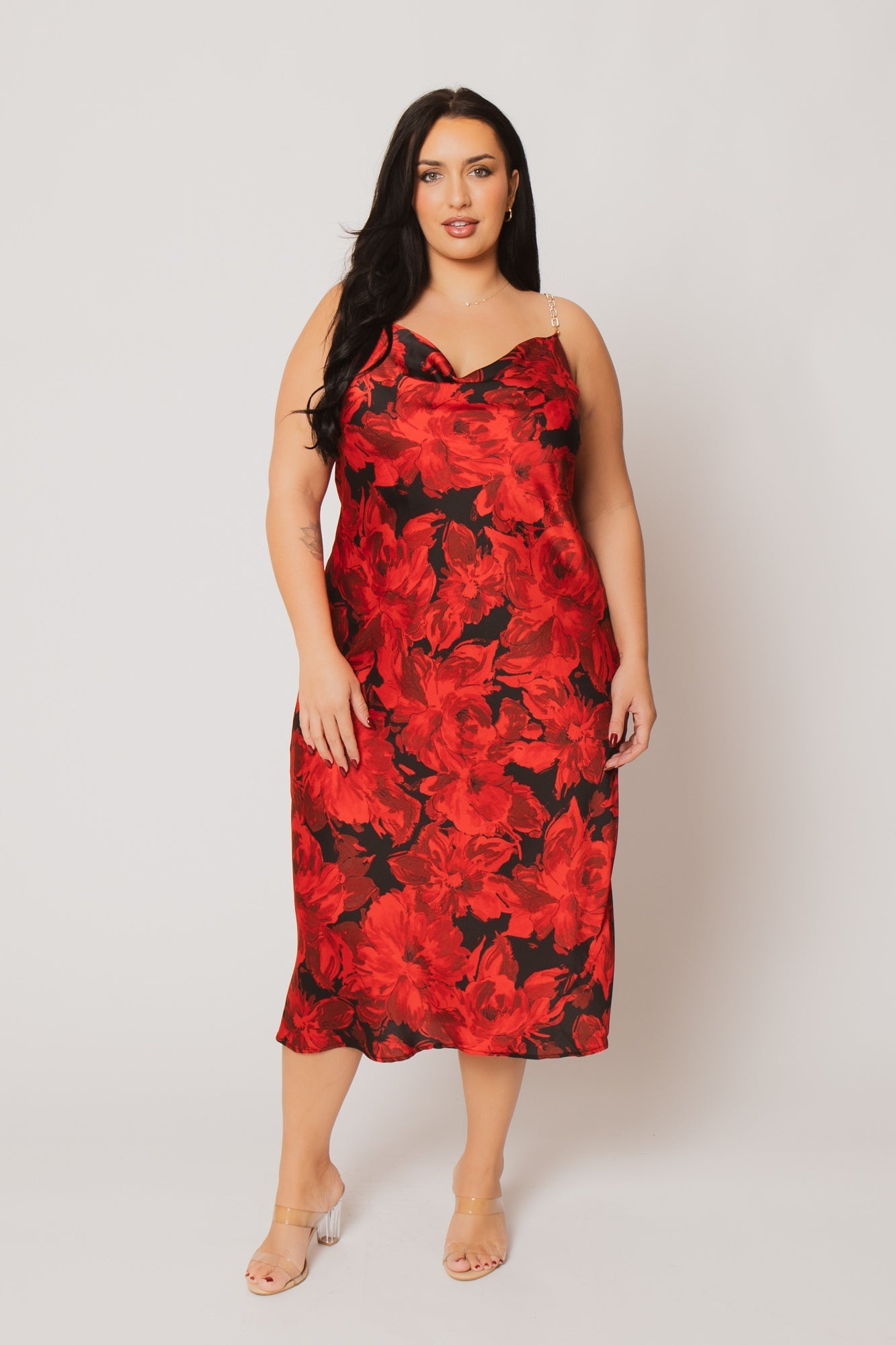 Plus Size Saffron Petal Dress - Red