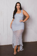 Plus Size  Serene Bloom Lace Dress- Blue