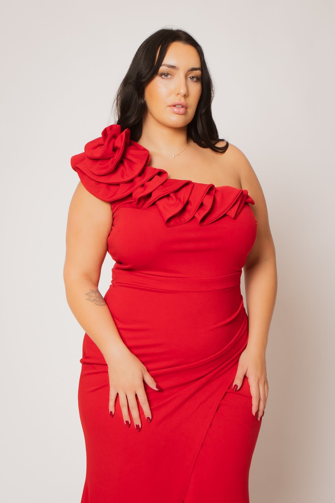 Plus Size Siren Petal Draped - Red