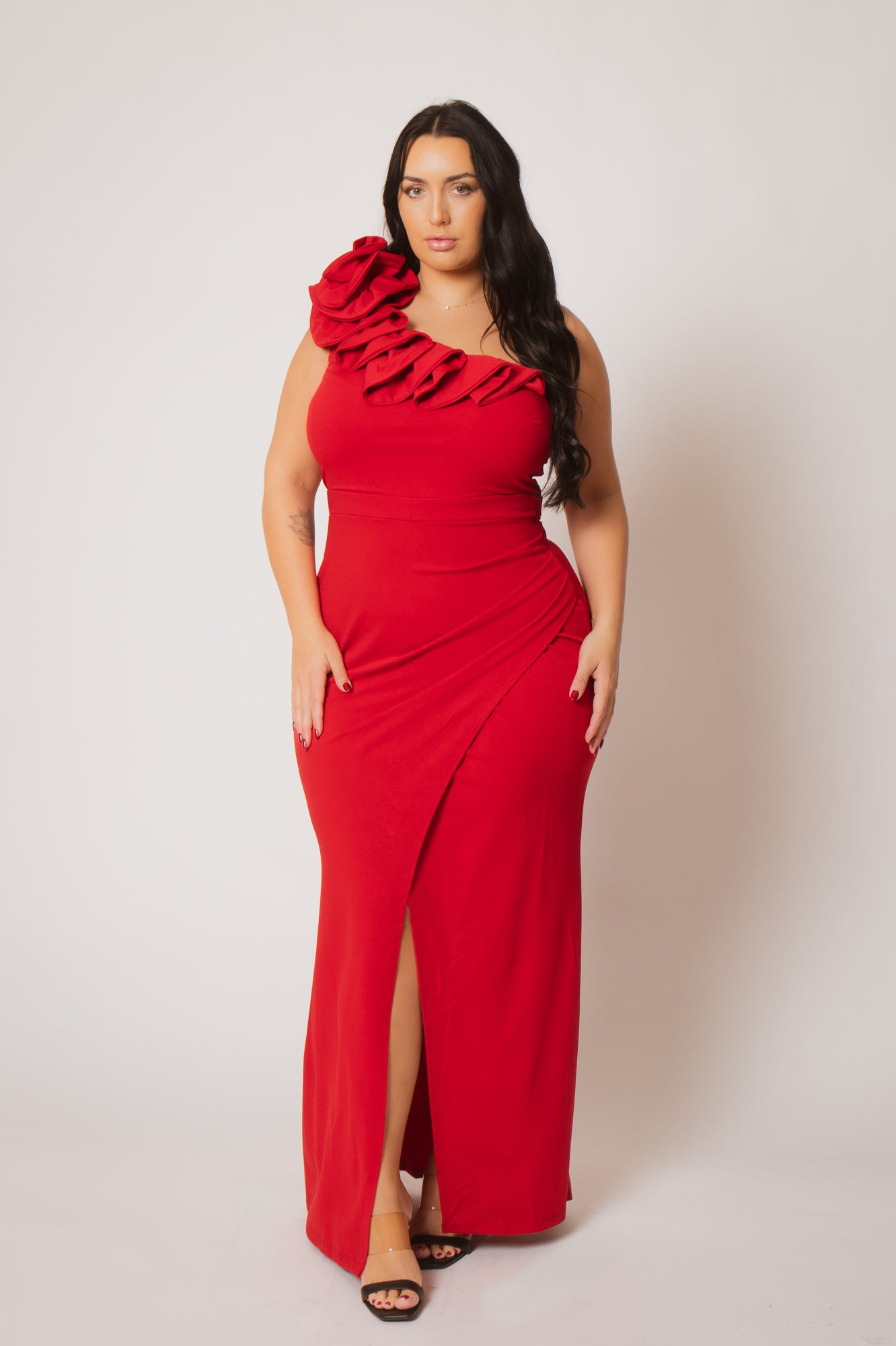Plus Size Siren Petal Draped - Red