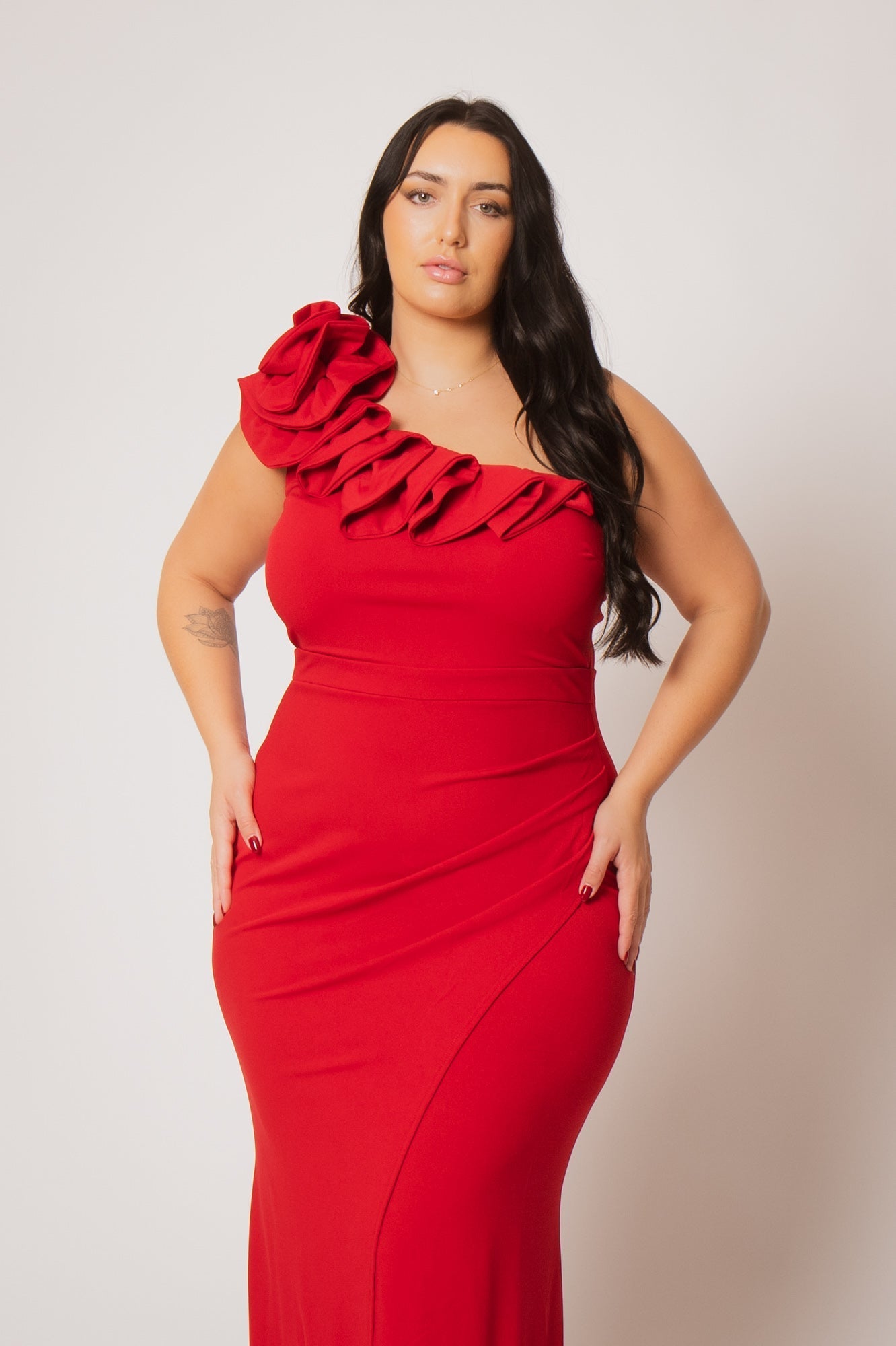 Plus Size Siren Petal Draped - Red