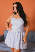 Plus Size Sky Blue Mini Dress- Blue
