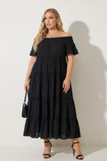 Plus Size Harley Smocked Midi Dress - Black