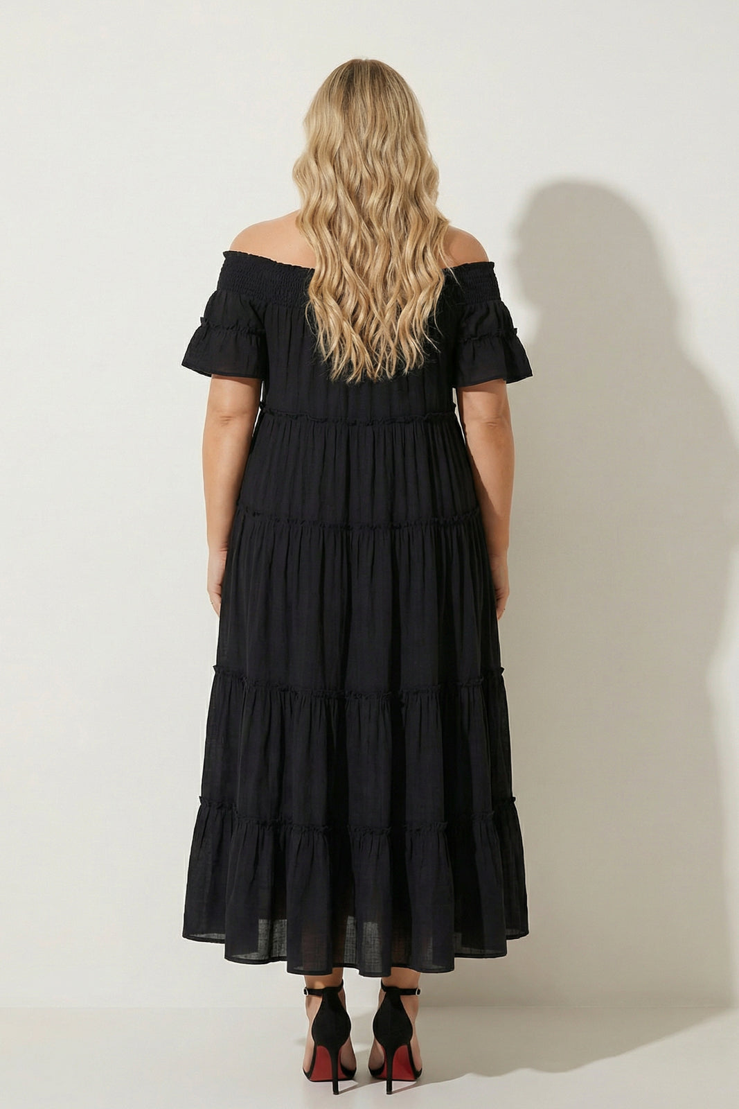 Plus Size Harley Smocked Midi Dress - Black