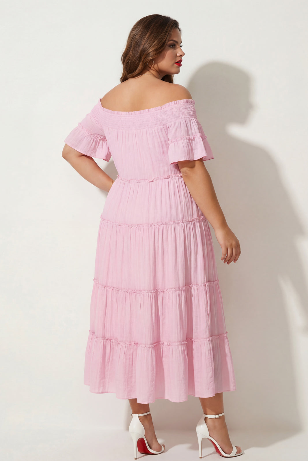 Plus Size Harley Smocked Midi Dress - Pink