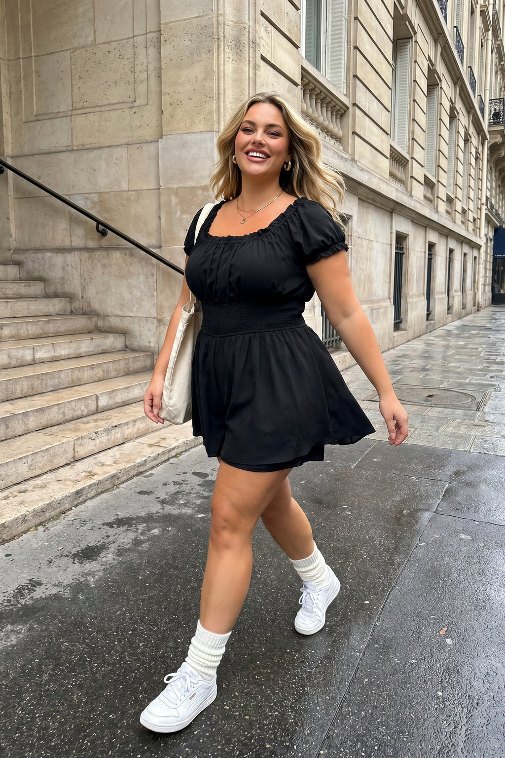 Plus Size Soft Whisper Romper - Black