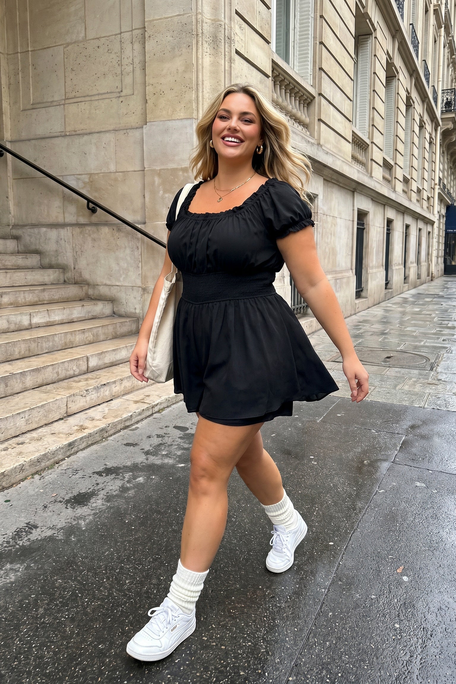 Plus Size Soft Whisper Romper - Black