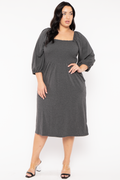 Plus Size Sonia Smocked  Dress -Charcoal
