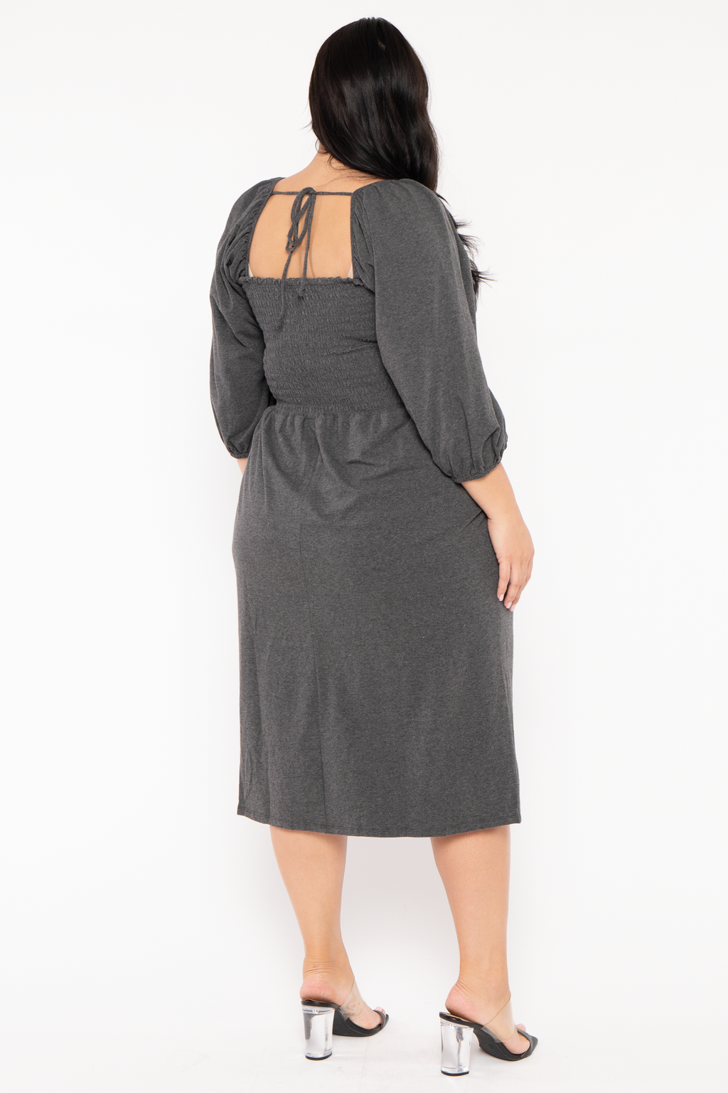 Plus Size Sonia Smocked  Dress -Charcoal