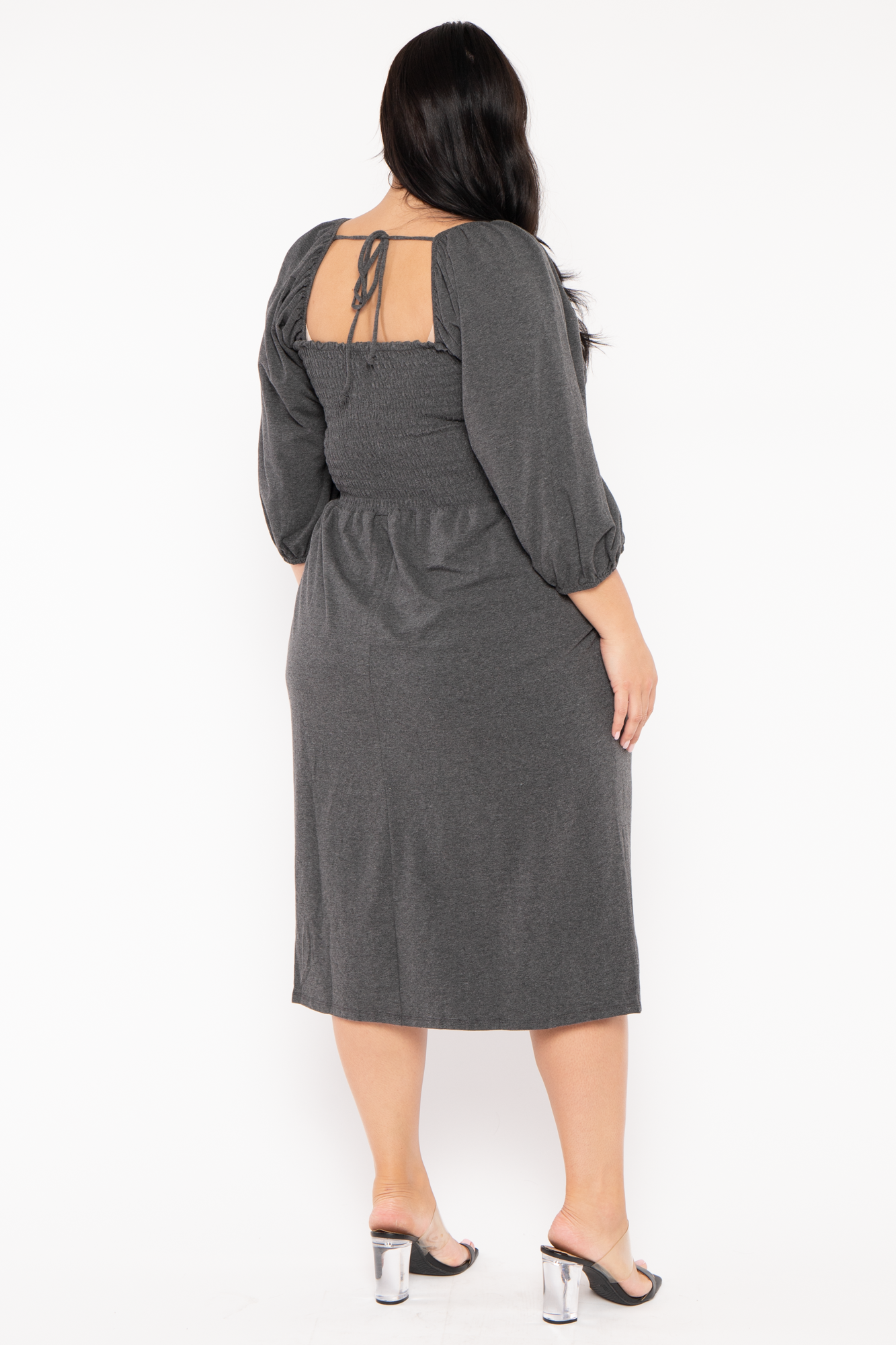 Plus Size Sonia Smocked  Dress -Charcoal