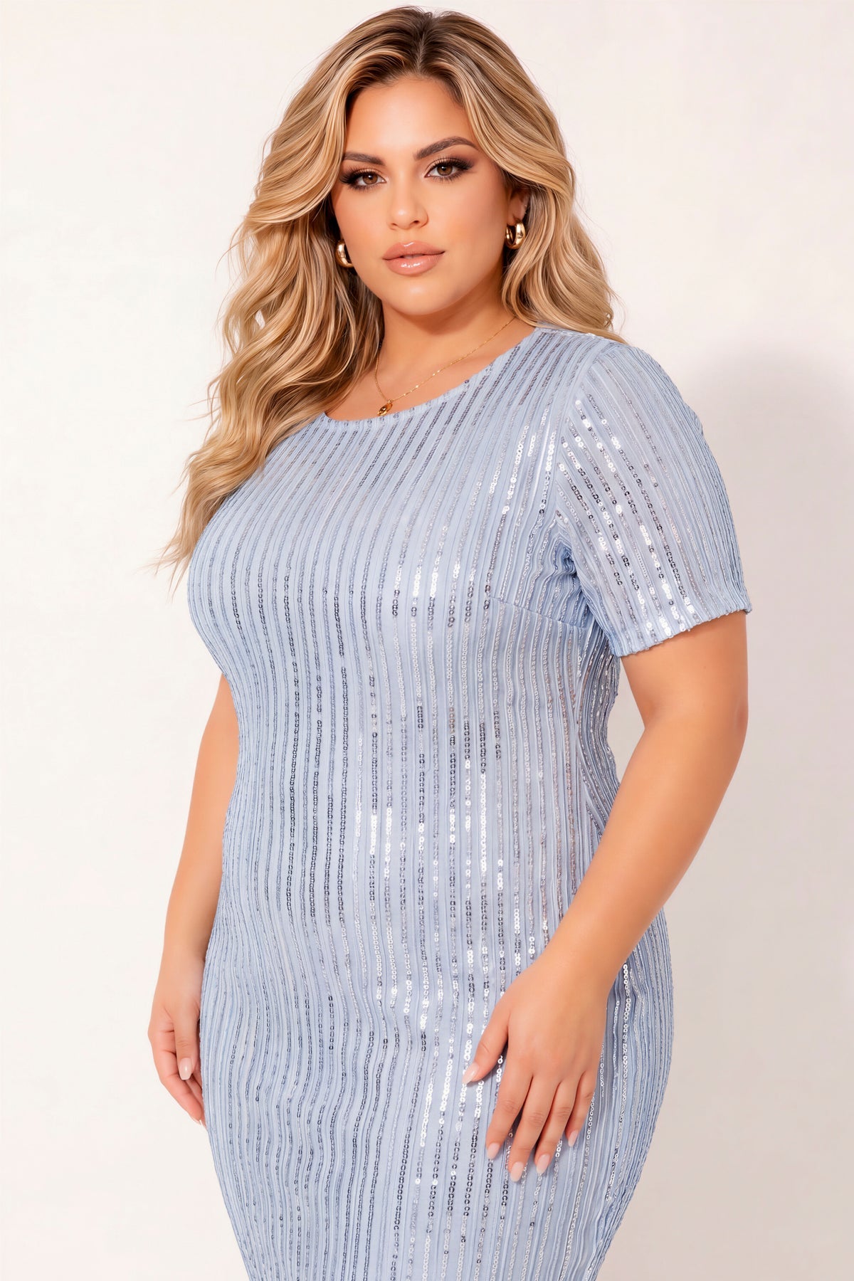 Plus Size Starlight Sequin Dress - Blue