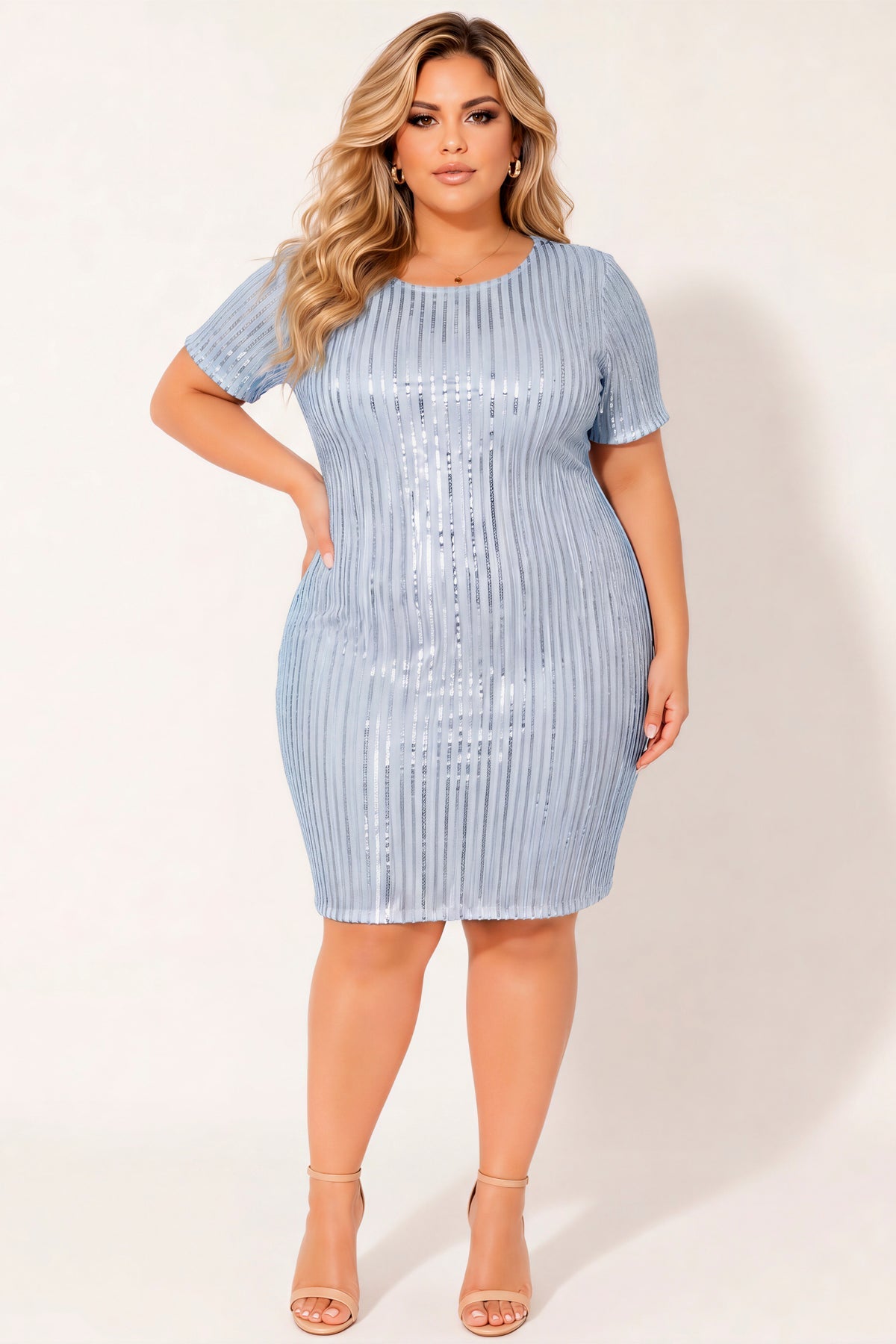Plus Size Starlight Sequin Dress - Blue