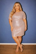 Plus Size Starlight Sequin Dress - Peach