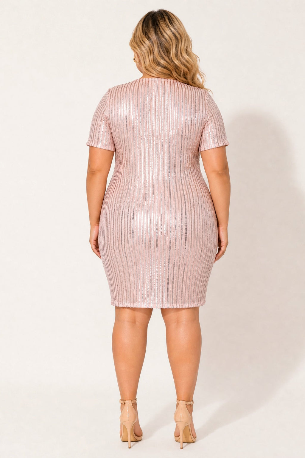 Plus Size Starlight Sequin Dress - Peach