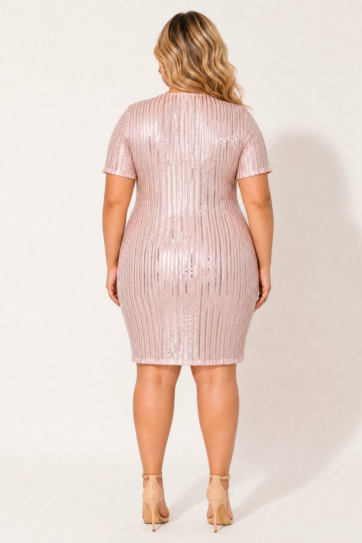 Plus Size Starlight Sequin Dress - Peach