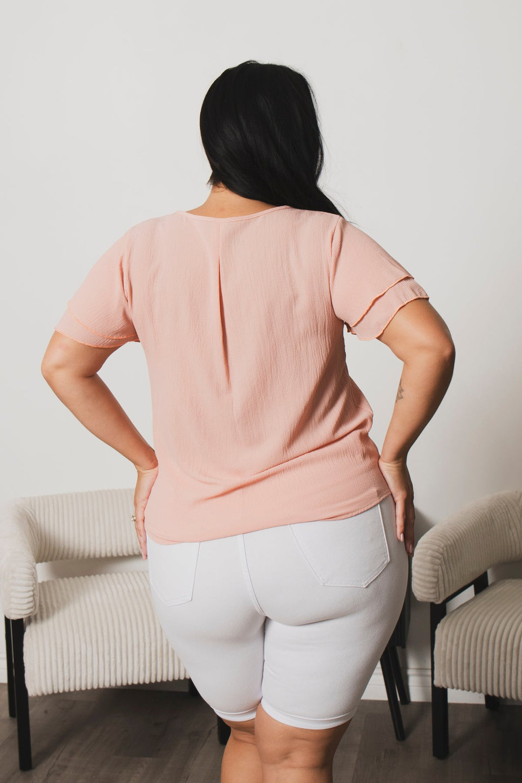 Plus Size Sunset Breeze Flutter Sleeve Top - Mauve