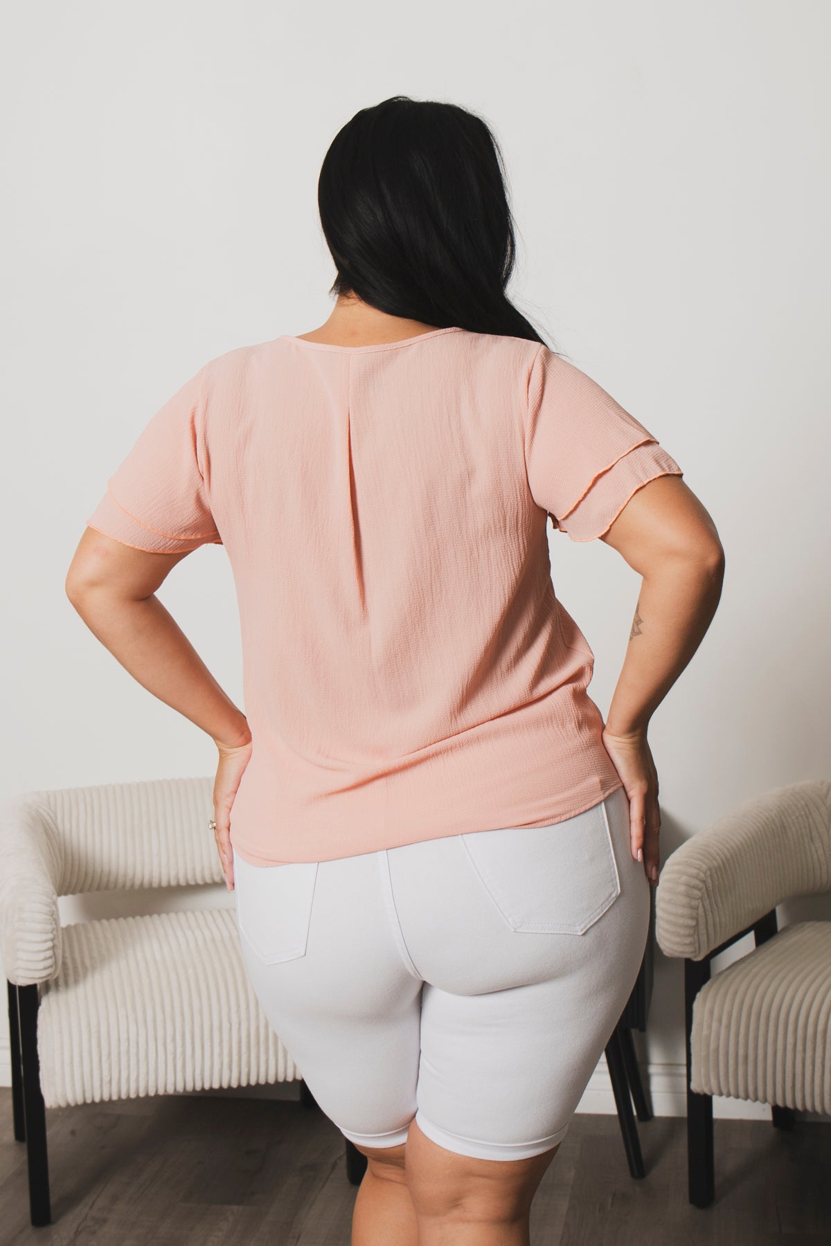 Plus Size Sunset Breeze Flutter Sleeve Top - Mauve