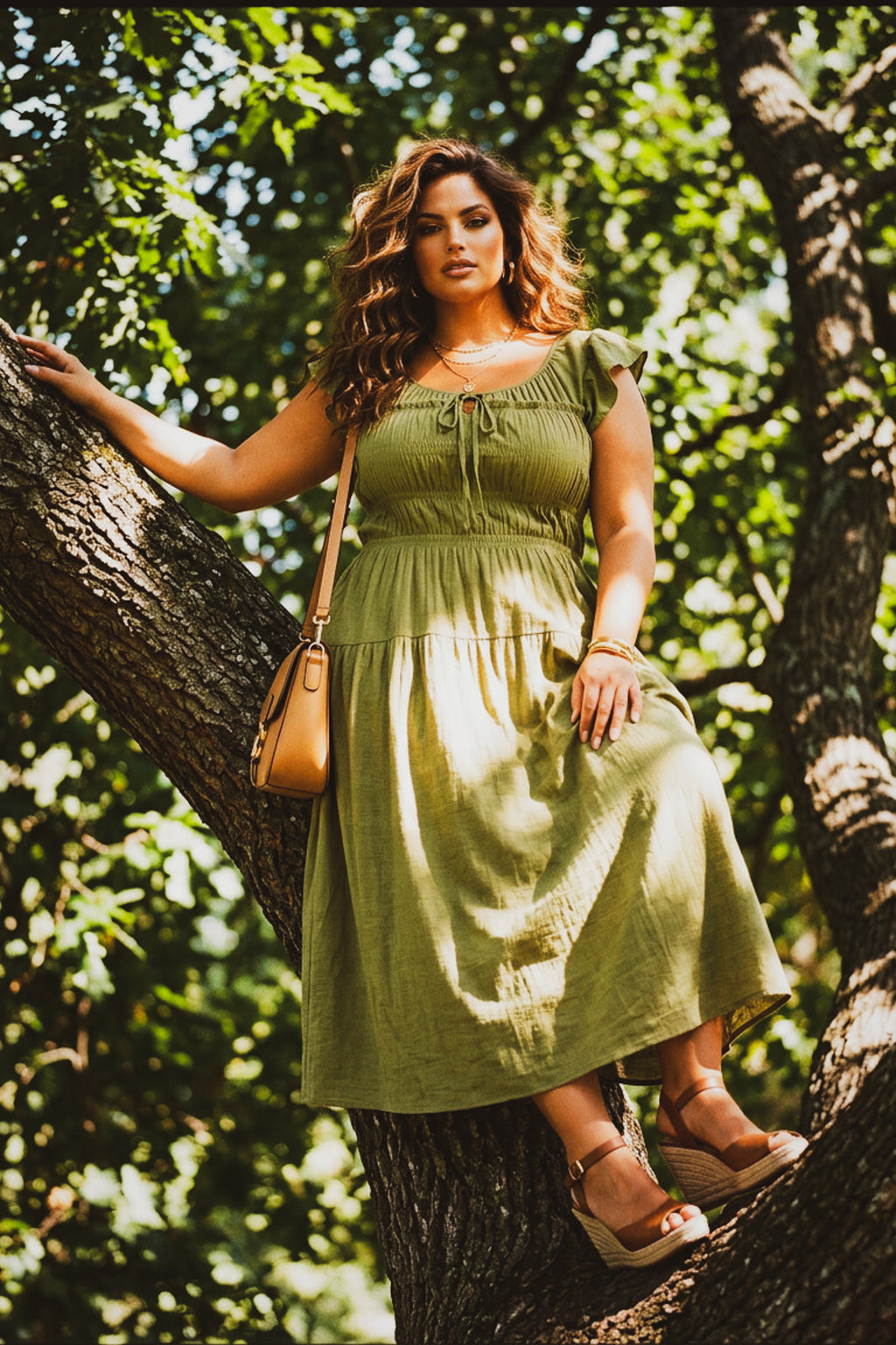 Plus Size Sunset Muse Midi Dress - Green