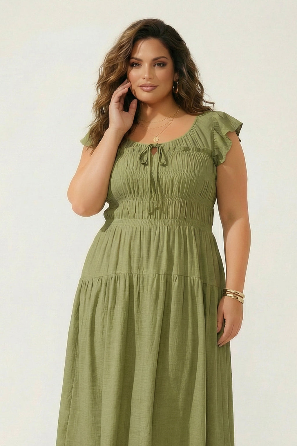 Plus Size Sunset Muse Midi Dress - Green
