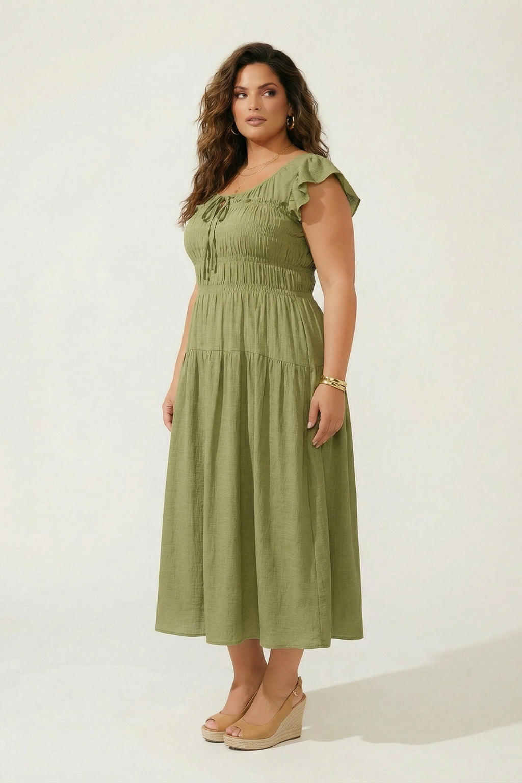 Plus Size Sunset Muse Midi Dress - Green