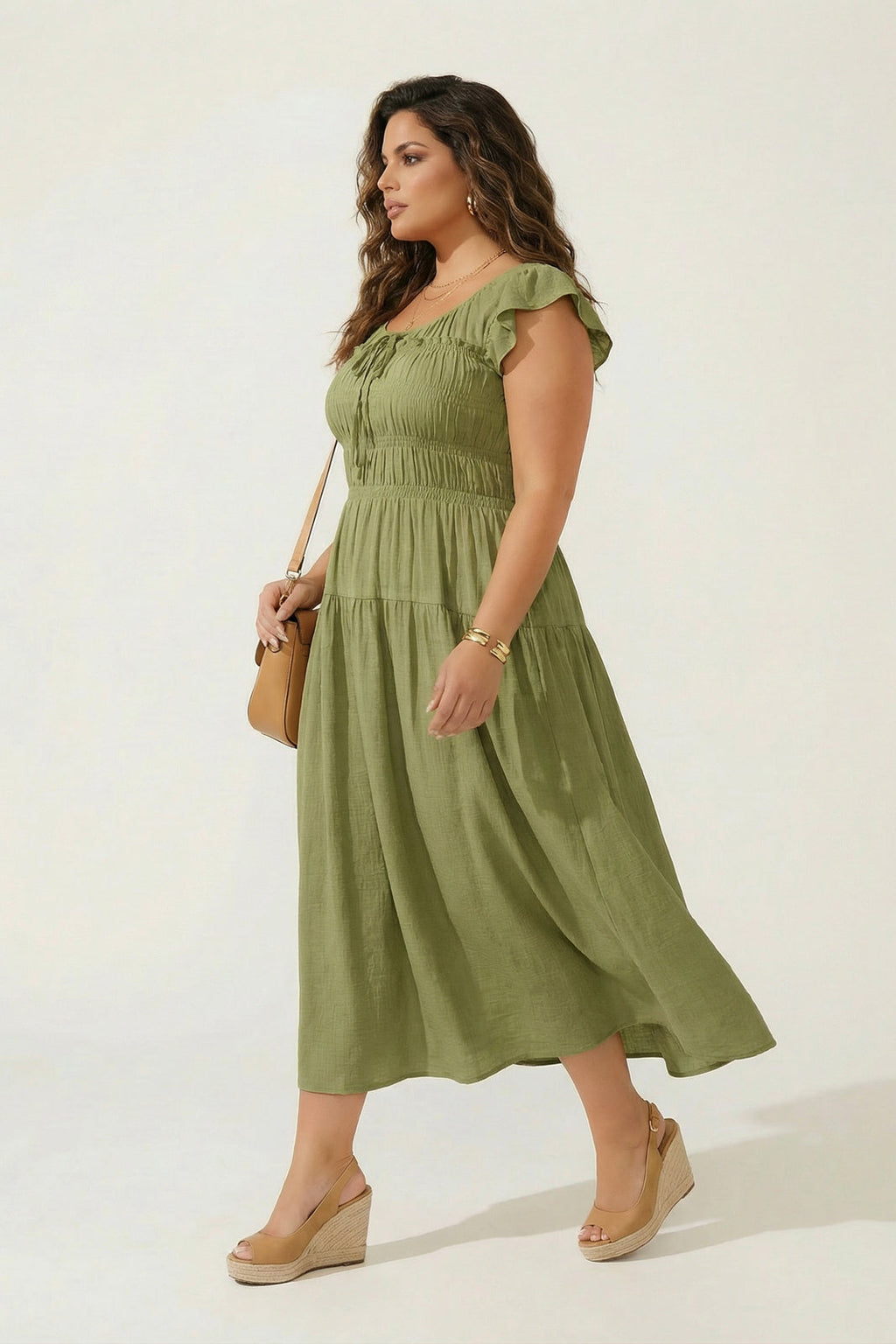 Plus Size Sunset Muse Midi Dress - Green