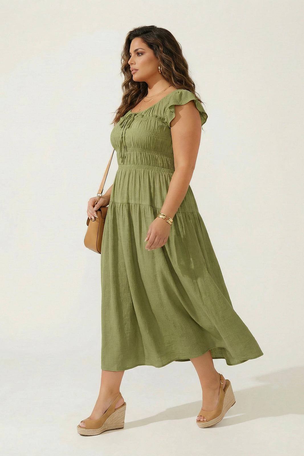 Plus Size Sunset Muse Midi Dress - Green