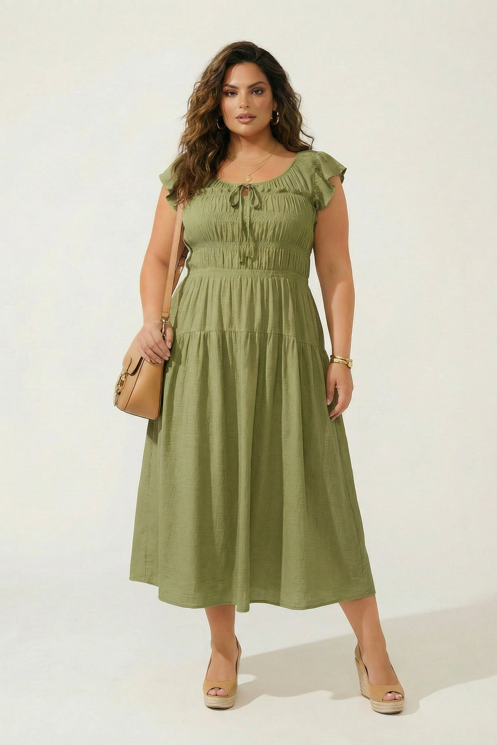 Plus Size Sunset Muse Midi Dress - Green