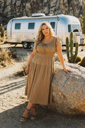 Plus Size Sunset Muse Midi Dress - Khaki